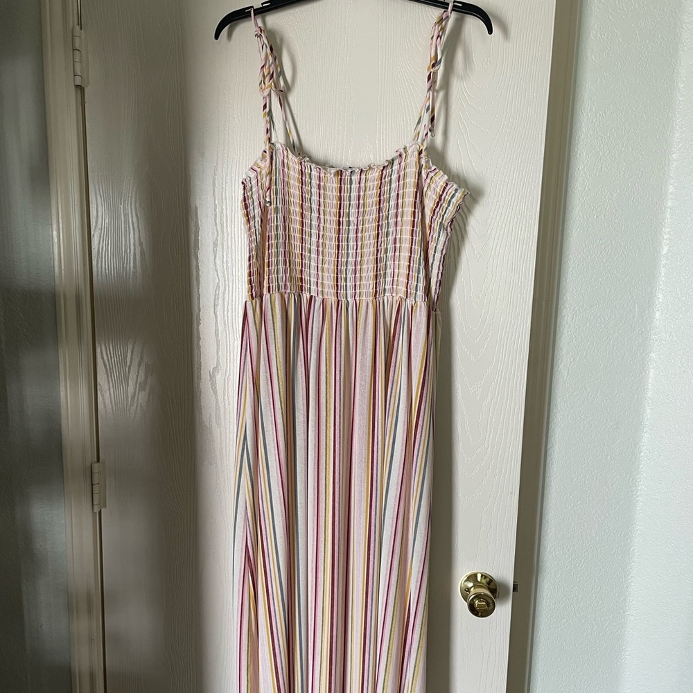 Striped Spaghetti Strap Summer Spring Dress - feminine sleeveless white yellow